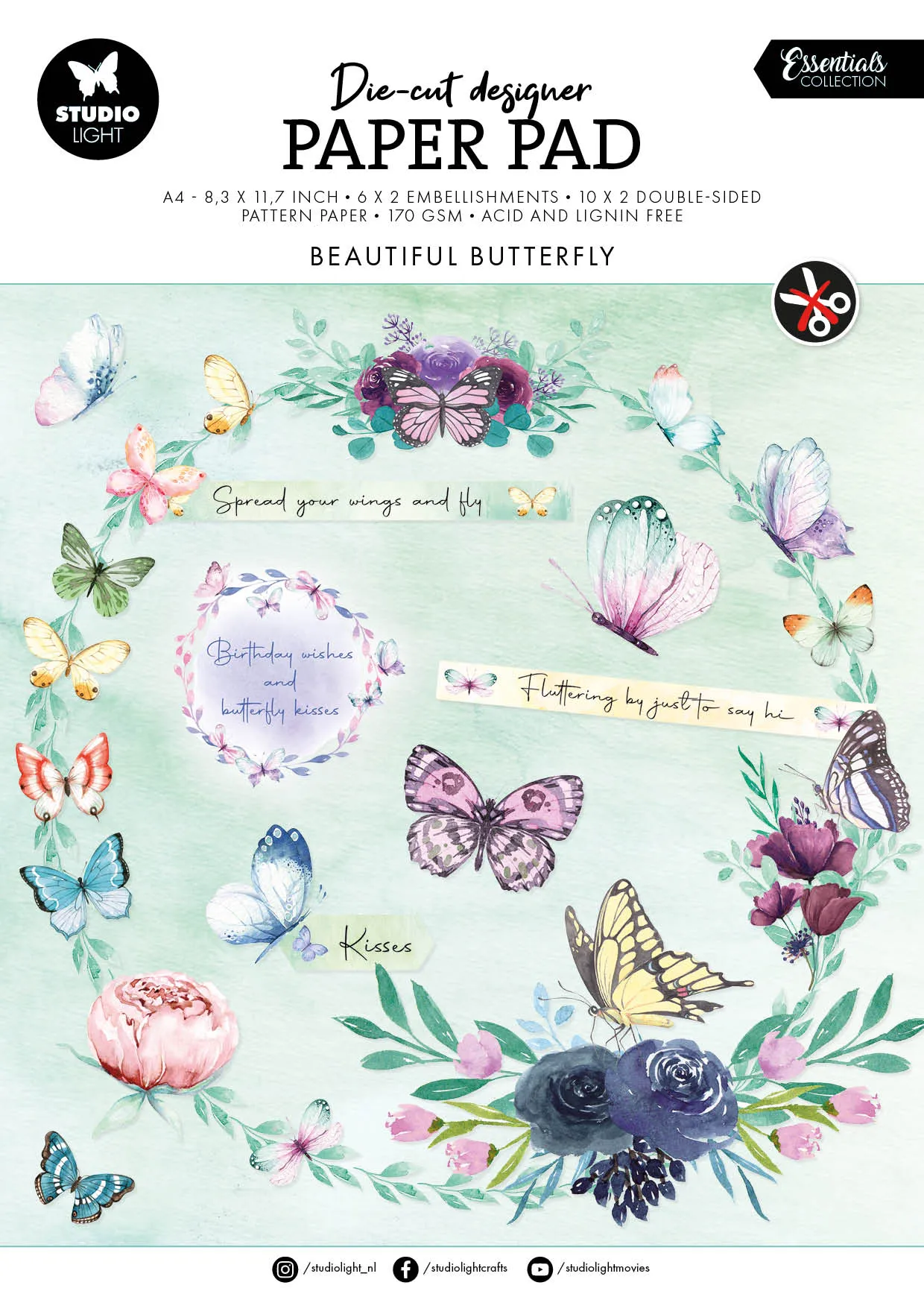 Beautiful Butterfly Die-Cut Paper Pad, 32 sheets